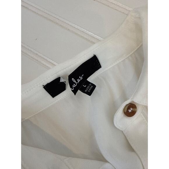 NWOT Lulus Charming Confidence White Collared Button-Up Mini Dress Tie Waist L - Picture 9 of 9